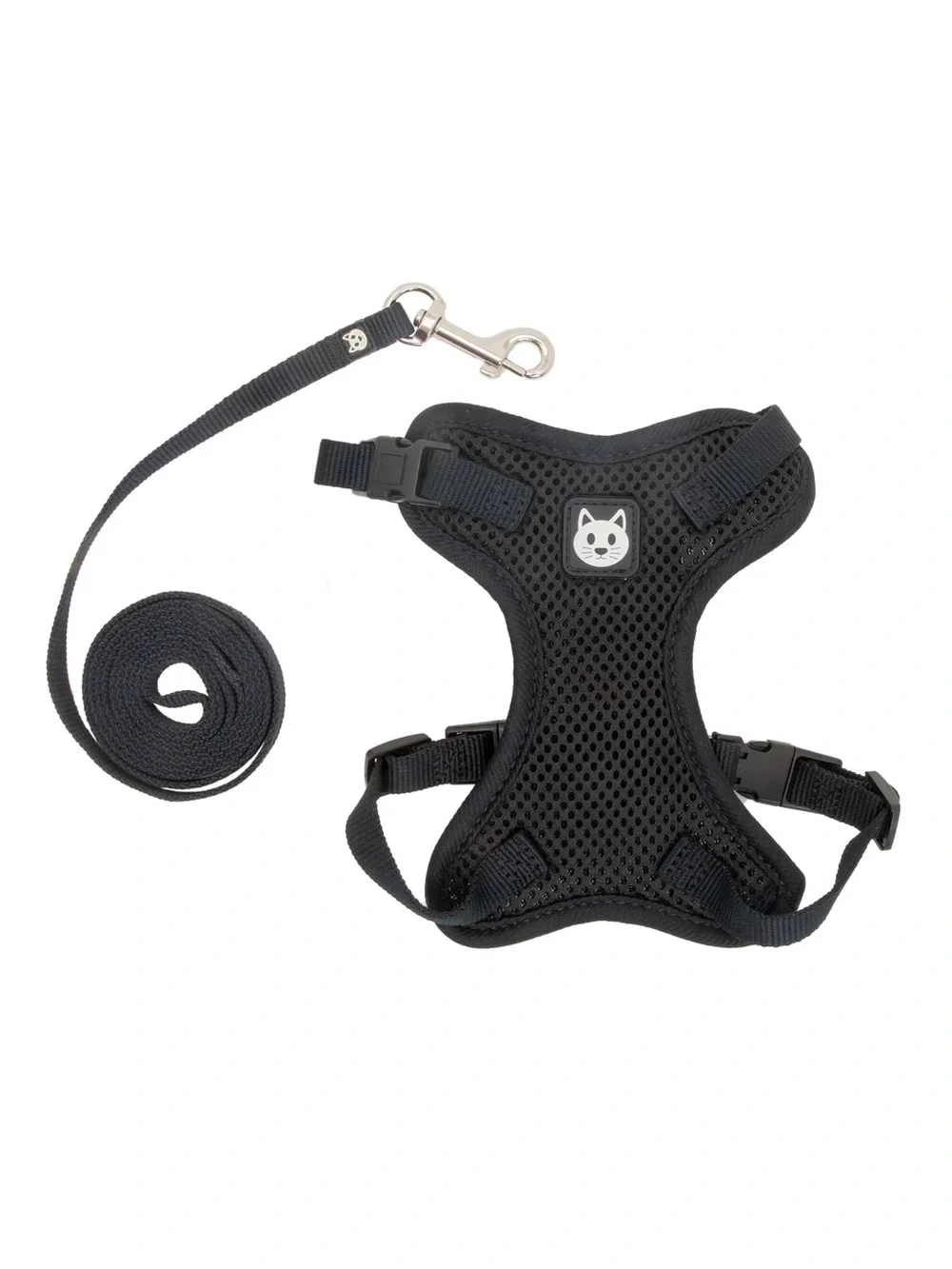 Black Breathable Mesh Cat Harness with Leash